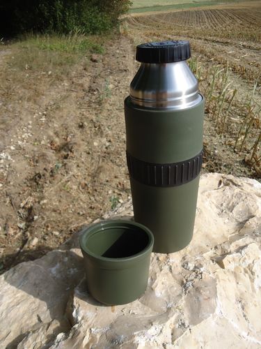 Holländische Army Vakuum-Thermoskanne, oliv, 1 l, Edelstahl neuwertig