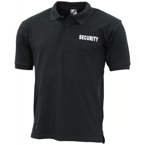 Poloshirt, schwarz, "Security", bedruckt neu