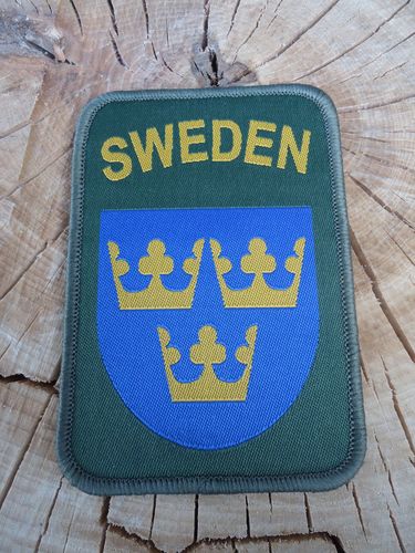 Schwedische Armee Patch  3 Kronen  oliv / blau  neuwertig